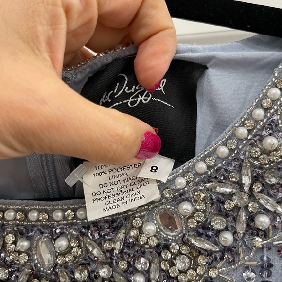 NWOT Mac Duggal Steel Sequined Jewel Neck Sheath Breaded Dress sz 8 - Picture 4 of 8